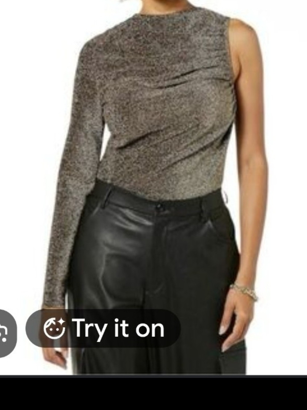NWT! TEREA by Andrea Pitter gold blk draped one shoulder sexy blouse size small